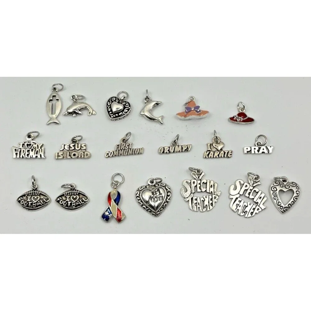 Lot of 19 Silver Plated Small Charms for Bracelets, Necklaces or